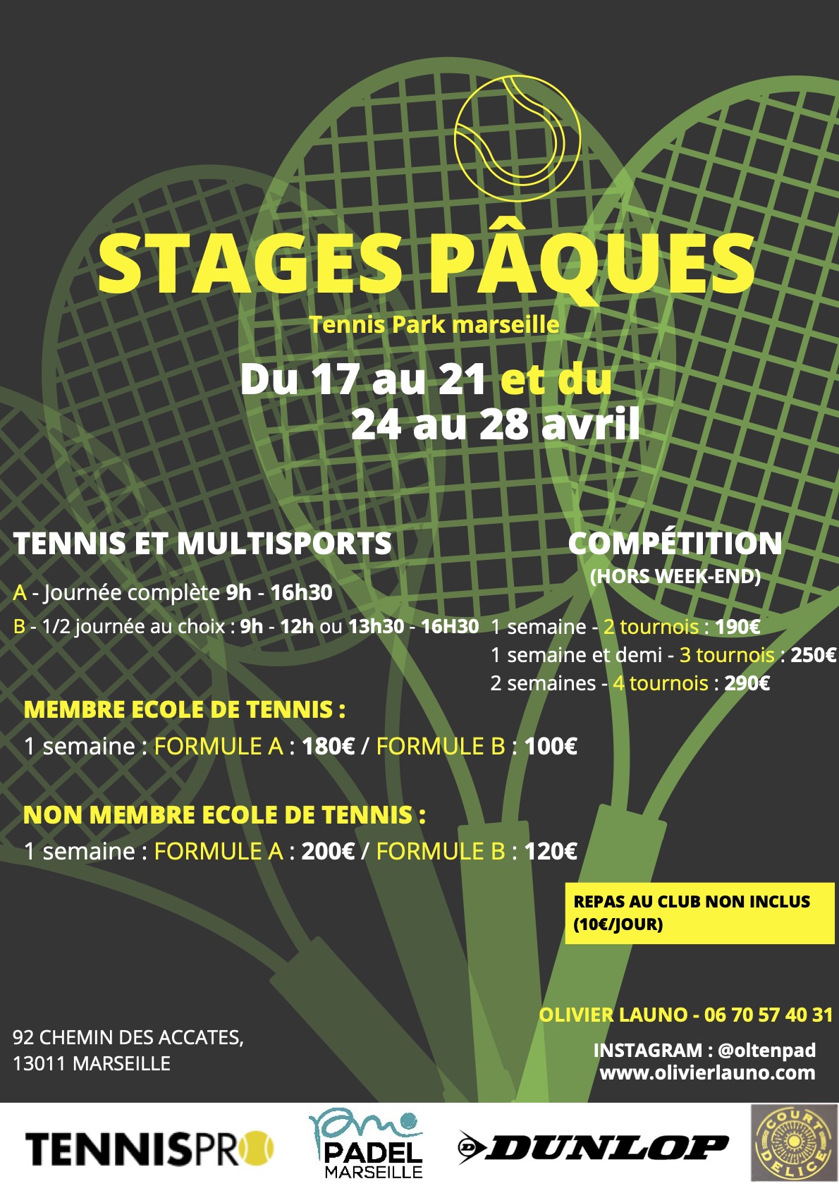 Stage pâques de tennis 
Tennis Park